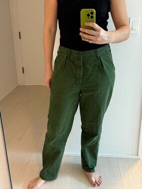 Vintage Swedish Green Cotton Trousers Size 10-12